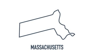 Amerika Birleşik Devletleri 'nden Massachusetts eyaletini gösteren çizgi animasyon haritası. Massachusetts 'in 2d haritası.