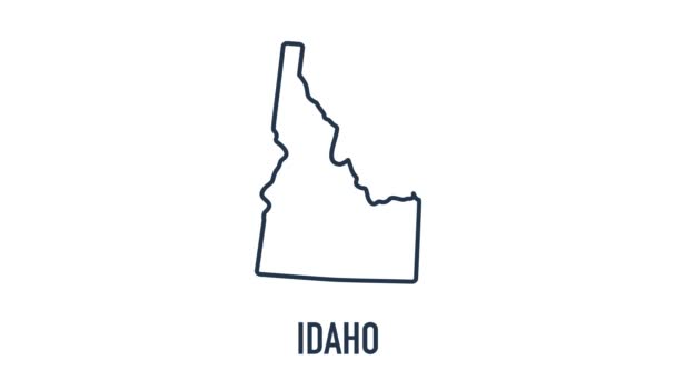 Linienanimierte Landkarte, die den Bundesstaat Idaho aus dem vereinigten Staat Amerika zeigt. 2d Karte von Idaho. — Stockvideo