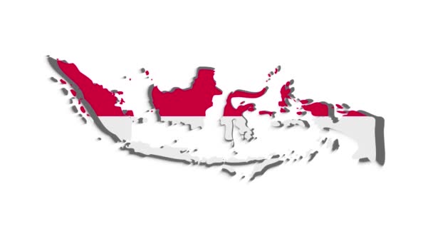 Индонезия анимированная карта с каналом Альфа. Графика движения. — стоковое видео