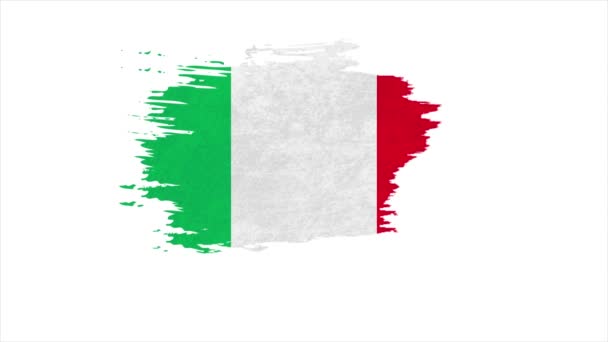 ストップモーション効果でイタリアの国旗を磨く。イタリア国旗ブラシストロークアートの背景. — ストック動画