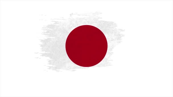 Animación de transición de estilo de pincel diferente 4K - 3 con bandera de país de Japón — Vídeos de Stock