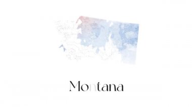 Suluboya animasyon haritası Amerika Birleşik Devletleri 'nden Montana eyaletini gösteriyor. Montana 'nın 2d haritası.