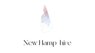 Suluboya animasyon haritası Amerika Birleşik Devletleri 'nden New Hampshire eyaletini gösteriyor. New Hampshire 'ın 2d haritası.