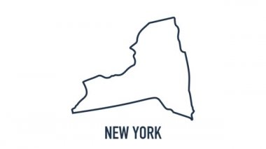 Çizgi animasyon haritası Amerika Birleşik Devletleri 'nden New York eyaletini gösteriyor. New York 'un 2d haritası.