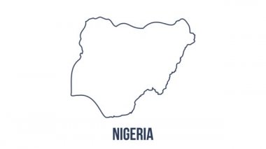 Nijerya 'nın ulusal bayrağının durağan hareket etkisinin haritası. Nijerya bayrak fırçası sanat arkaplanını okşadı.