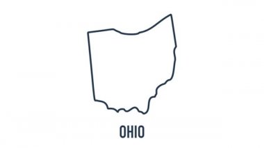 Amerika Birleşik Devletleri 'nden Ohio eyaletini gösteren çizgi animasyon haritası. Ohio 'nun 2d haritası.