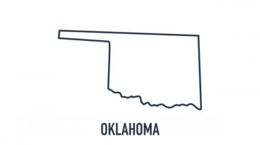 Amerika Birleşik Devletleri 'nden Oklahoma eyaletini gösteren çizgi haritası. Oklahoma 'nın 2d haritası.
