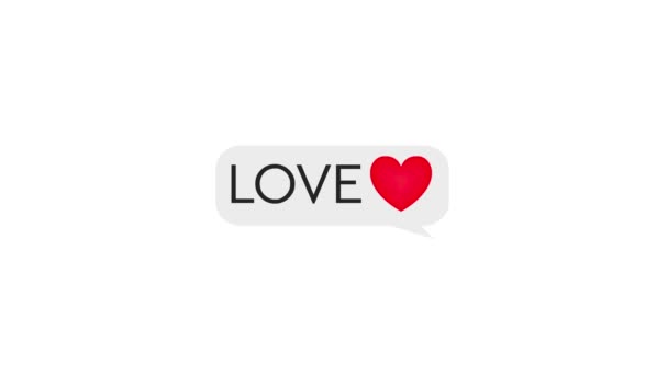 Text love typing in messenger, sending message, message bubble for custom text on white screen. — Stockvideo