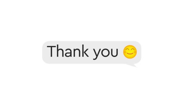 Online Chat Bubble on text Thank you. Animated white outlined speech bubble, chat balloon. Motion graphics — Video Stock