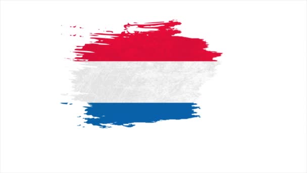 Coup de pinceau le drapeau national des Pays-Bas en effet stop motion. Nederland drapeau coups de pinceau fond d'art. — Video