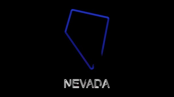Neon animerad karta som visar delstaten Nevada från den amerikanska enhetsstaten. 2d karta över Nevada. — Stockvideo