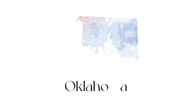 Brush animated map showing the state of Oklahoma from the united state of america. 2d map of Oklahoma. — Stock Video