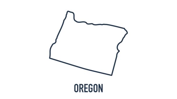 Linea animata mappa che mostra lo stato dell'Oregon dallo stato unito degli Stati Uniti d'America. Mappa 2d di Oregon. — Video Stock