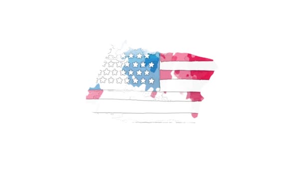 Pinsel animierte Karte, die den Zustand von oregone aus dem vereinigten Staat Amerika zeigt. 2d karte von oregone. — Stockvideo