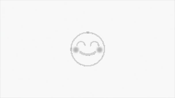 Línea sonrisa hud símbolo holográfico en la pantalla de televisión digital de edad sin costuras bucle glitch animación. Corazones. Dinámica retro y alegre. Vídeo colorido y vintage. — Vídeo de stock