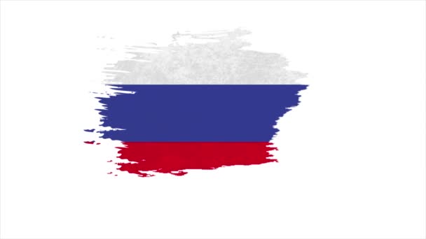 Stroke brush the national flag of Russia in stop motion effect. Russia flag brush strokes art background. — Vídeo de Stock