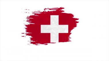 İsviçre bayrağını hareketsiz bırakmak için fırçalayın. İsviçre bayrak fırça darbeleri sanat arkaplanı.