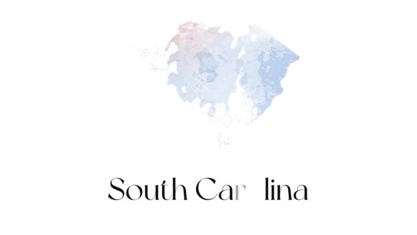 Brush animated map showing the state of South Carolina from the united state of america. 2d map of South Carolina. — Αρχείο Βίντεο