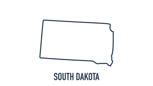 Brush animated map showing the state of South dakota from the united state of america. 2d map of South dakota. — Stock Video