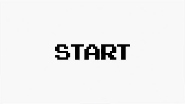 Start text with glitch screen effects on a black background. — Wideo stockowe