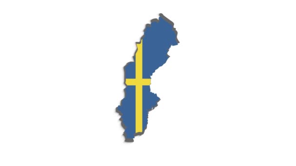 2d mapear la bandera nacional de Suecia en efecto stop motion. Suecia bandera pincel trazos arte fondo. — Vídeo de stock