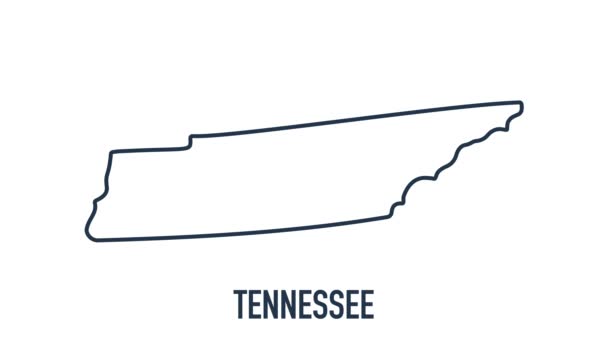 Çizgi animasyon haritası Amerika Birleşik Devletleri 'nden Tennessee eyaletini gösteriyor. Tennessee 'nin 2d haritası. — Stok video