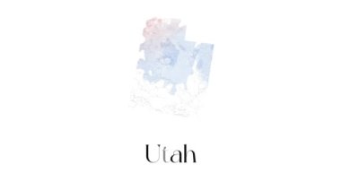 Amerika Birleşik Devletleri 'nden Utah eyaletini gösteren fırçalı animasyon haritası. Utah 'ın 2d haritası.