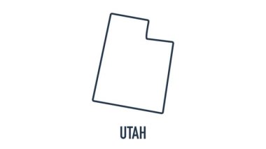 Amerika Birleşik Devletleri 'nden Utah eyaletini gösteren çizgi haritası. Utah 'ın 2d haritası.