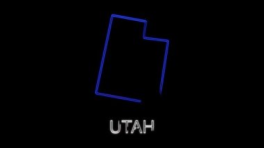 Neon animasyon haritası Amerika Birleşik Devletleri 'nden Utah eyaletini gösteriyor. Utah 'ın 2d haritası.