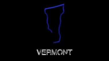 Neon animasyon haritası Amerika Birleşik Devletleri 'nden Vermont eyaletini gösteriyor. Vermont 'un 2d haritası.