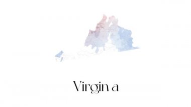 Fırçalı animasyon haritası Amerika Birleşik Devletleri 'nden Virginia eyaletini gösteriyor. Virginia 'nın 2d haritası.