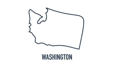 Çizgi animasyon haritası Amerika Birleşik Devletleri 'nden Washington eyaletini gösteriyor. 2D Washington haritası.