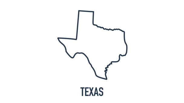 Çizgi animasyon haritası Amerika Birleşik Devletleri 'nden Teksas eyaletini gösteriyor. Texas 'ın 2d haritası. — Stok video