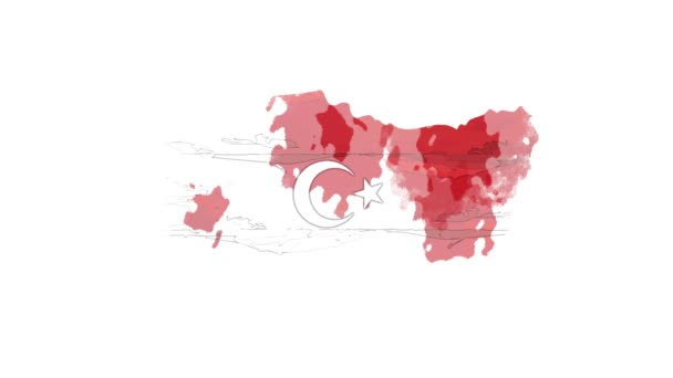 Brush animated map showing the state of Turkey from the united state of america. 2d map of Turkey. — Stock Video