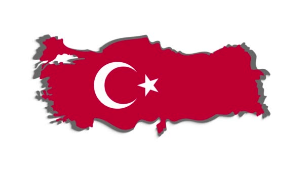 2d mapa animado que muestra el estado de Turquía desde el estado unido de América. 2d mapa de Turquía. — Vídeos de Stock