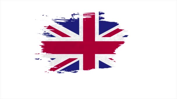 Stroke brush the national flag of United kingdom in stop motion effect. United kingdom flag brush strokes art background. — Vídeo de Stock