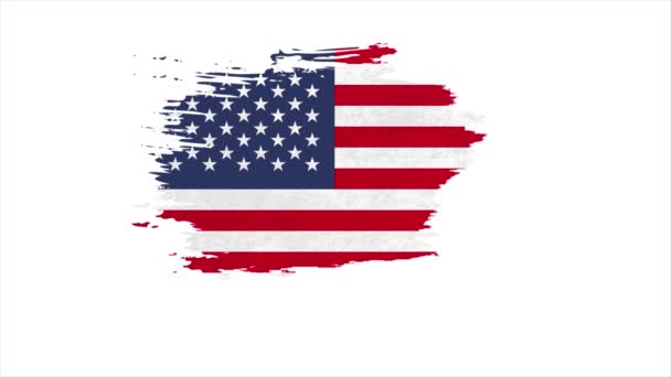 Golpe cepillo de la bandera nacional de EE.UU. en el efecto stop motion. EE.UU. bandera cepillo trazos arte fondo. — Vídeo de stock