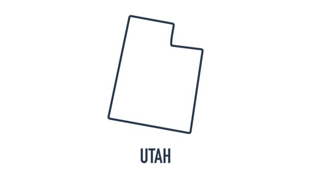 Mapa animado de linha mostrando o estado de Utah do estado unido da América. 2d mapa de Utah. — Vídeo de Stock