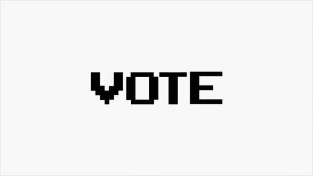 Vote text with glitch screen effects on a black background. — Stockvideo