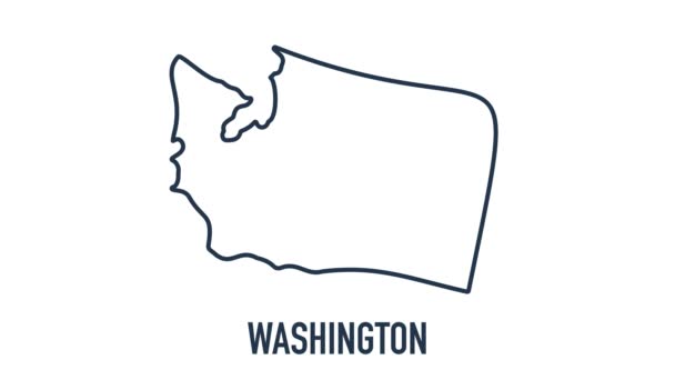 Line animated map showing the state of washington from the united state of america. 2d map of washington. — Video Stock