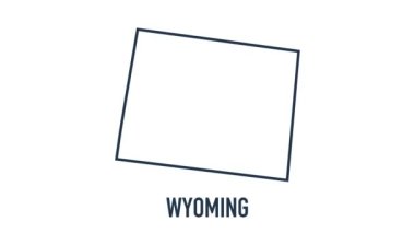 Amerika Birleşik Devletleri 'nden Wyoming eyaletini gösteren çizgi animasyon haritası. Wyoming 'in 2d haritası.