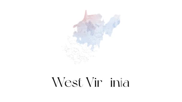 2d动画地图显示西维吉尼亚州从美国的州。西弗吉尼亚2d地图. — 图库视频影像