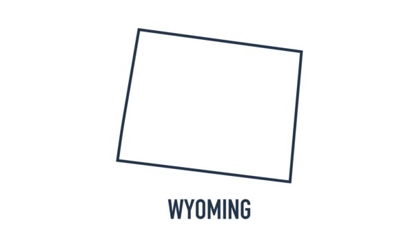 Linka animované mapy zobrazující stát Wyoming ze Spojených států amerických. 2d mapa Wyomingu. — Stock video