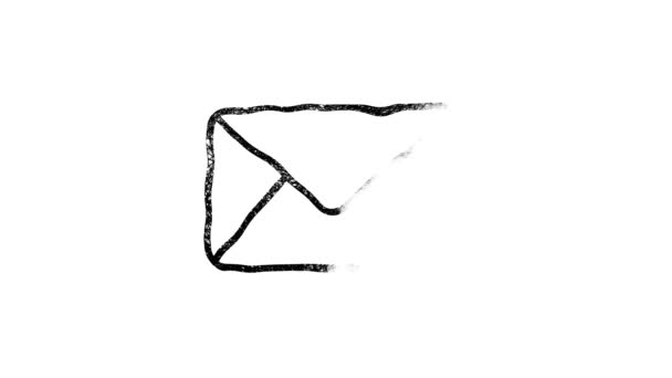 Icono de sobre de correo electrónico en estilo de dibujo a mano. Gráficos en movimiento — Vídeos de Stock