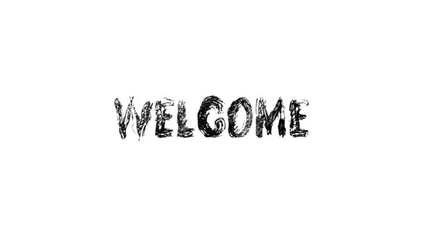 Welcome hand draw lettering calligraphy. Animation of doodled. Motion graphics. — Stock Video