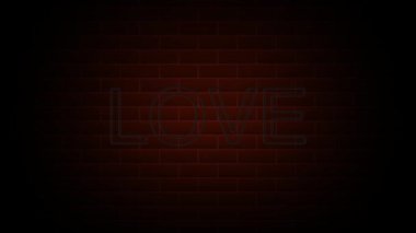 Neon tabelasında aşk metni. Gece lambası reklamı. 4K Hareket Tasarım Animasyonu