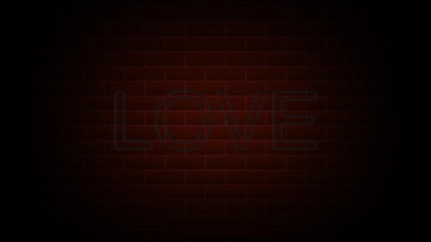 Texte d'amour sur néon signe. Nuit publicité lumineuse. Animation de Motion Design 4K — Video