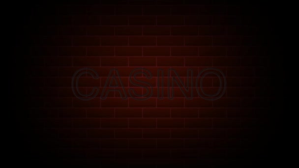 Casino tekst op neon teken. Nacht heldere reclame. 4K Motion Design Animatie — Stockvideo