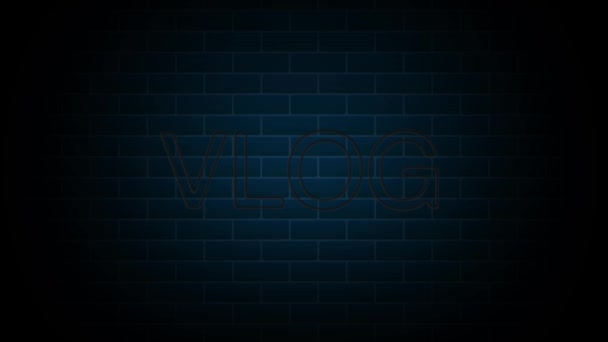 Signo de neón Vlog. Publicidad brillante de la noche. Animación de diseño de movimiento 4K — Vídeos de Stock