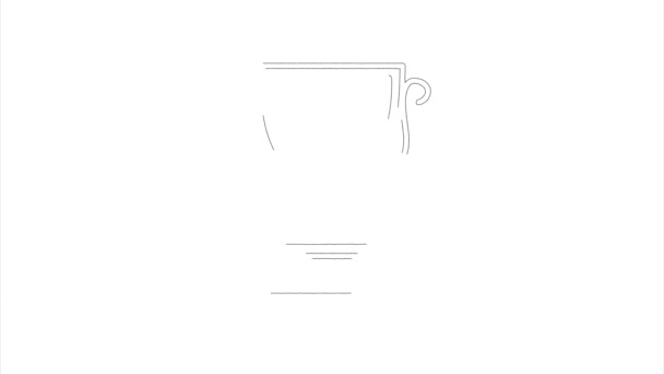 Cup icon in hand draw style. Motion graphics — Stock Video